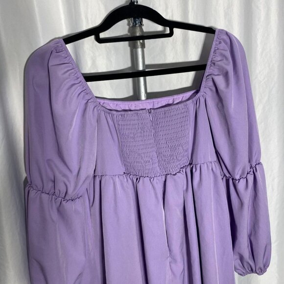 NEW XLURA Lavender Puff Sleeve Smocked Mini Dress Square Neck L - Picture 15 of 15